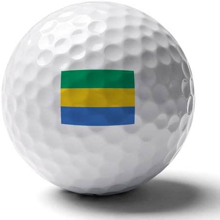 UBBVPKY Personalised Printed Golf Balls with Gabon Flag, Double-Sided Reusable Golf Ball Marking, Cool Golfers Accessories for Golf Lovers, Dad, Husband