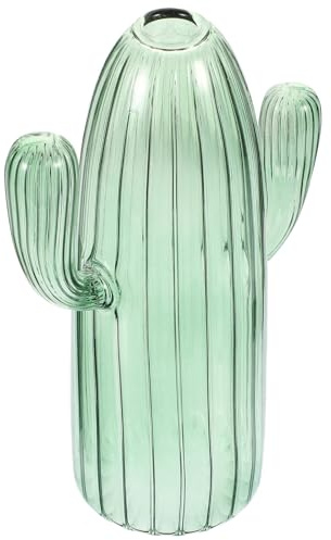 Hemobllo Vase Ronde et Lisse Décoration Intérieure en Verre de Cactus Vert Simple et Élégante pour Mariage et Banquet