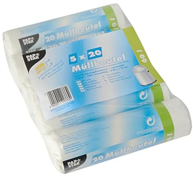 PAPSTAR 1 Karton = 5x100 Müllbeutel, HDPE 60 l 72 cm x 60 cm Weiss 12333