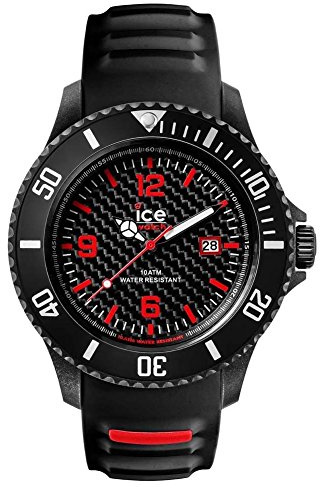 ICE-WATCH - Ice Carbon Black White - Montre Noire pour Homme avec Bracelet en Silicone - Chrono - 001316 (Extra Large)