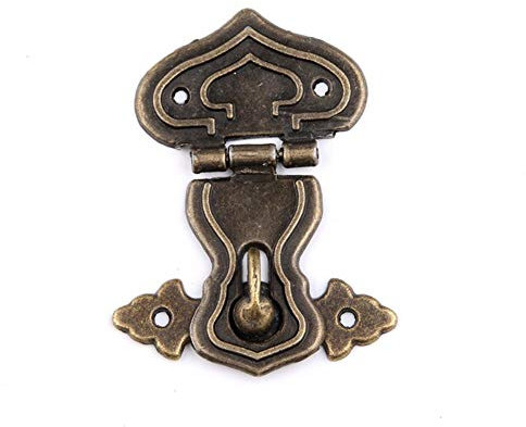 1Pc Vintage Hardware Antique Brass Hasps Decorative Jewelry Gift Wooden Box Hasp Retro Suitcase Latch Hook With Screws 63X47Mm 1-