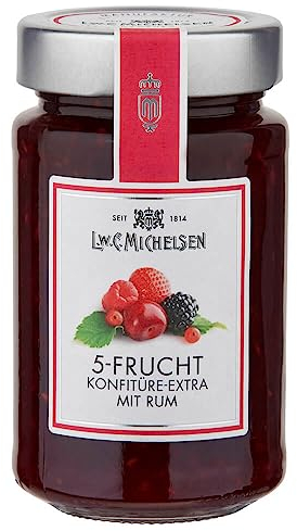 L.W.C. Michelsen - 5-Frucht Konfitüre mit Rum (280g) | fruchtig & süß | Aufstrich mit Rum und frischen Früchten | Fruchtaufstrich Marmelade