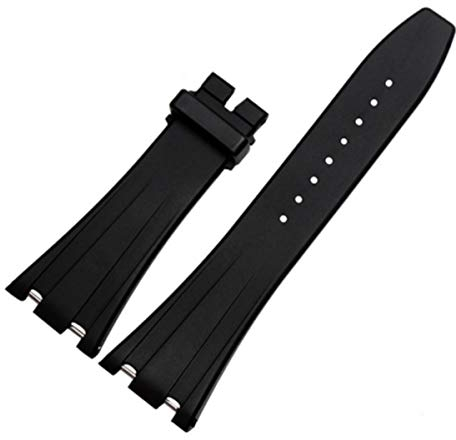 Richie strap 28 mm schwarzes Gummi-Uhrenarmband mit Faltschließe für AP Audemars Piguet Royal Oak, 2, Armband