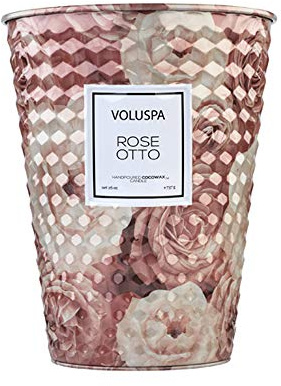 Voluspa Rose Otto Kerze in Dose, 2 Dochte, 740 ml, 80 Stunden Brenndauer, Kokoswachs für sauberes Abbrennen, handgefertigt in den USA