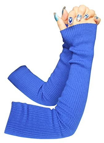 Share Maison Armstulpen für Damen, Wollstrick, Kaschmir, lange fingerlose Armstulpen, 50 cm, Winterhandschuhe, 6-blau, Medium