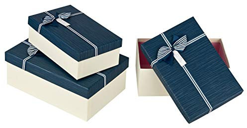 Kleenes Traumhandel 3er Set Premium Geschenkboxen in Blau - Rechteckig, Verschiedene Größen (23x16x9cm, 21x14x8cm, 19x12x7cm)