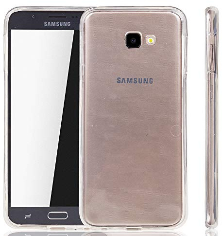 König Design 360 Grad Hülle kompatibel mit Samsung Galaxy J4 Plus Full Cover vorne hinten Handyhülle Dünn Ganzkörper Case Silikon Etui - Transparent