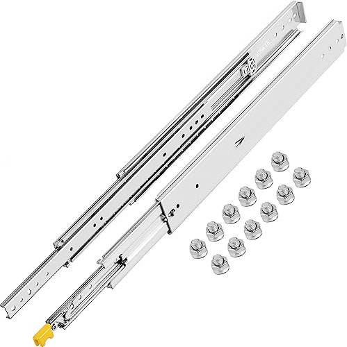 VEVOR Heavy Duty Drawer Slides 22 Length, Locking Drawer Slides 500lbs Load Capacity Full Extension Drawer Slide 1 Pair Side Mount Ball Bearing Drawer Glides Cabinet Industrial Shelf