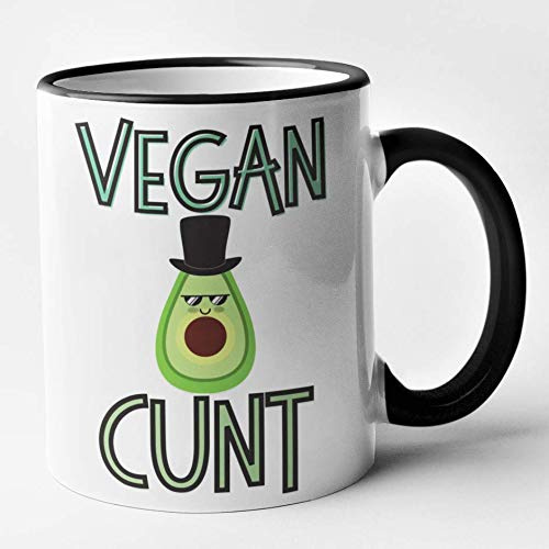 Unhöfliche lustige vegane Tasse – vegane Cunt – vegane Geburtstagstasse (schwarz)