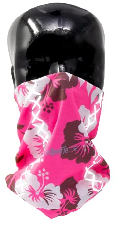 REEFLEXX Pink Hibiscus Loop, Schlauchschal Halstuch Multifunktionstuch, bedruckt und mit Reflektoren atmungsaktiv, für Erwachsene