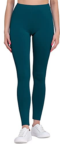 Bellivalini Leggings Damen aus Viskose Ganzjährig Bequeme Bekleidung Damen für tägliches Tragen oder Sport BLV50-147 (Smaragdgrün, XS)