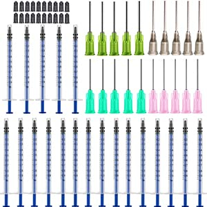 20 Stück Spritze 1ml Spitzen mit 14ga/16ga/18ga/20ga Stumpfen und Spritzendeckel für Experimente, industrielle Anwendungen