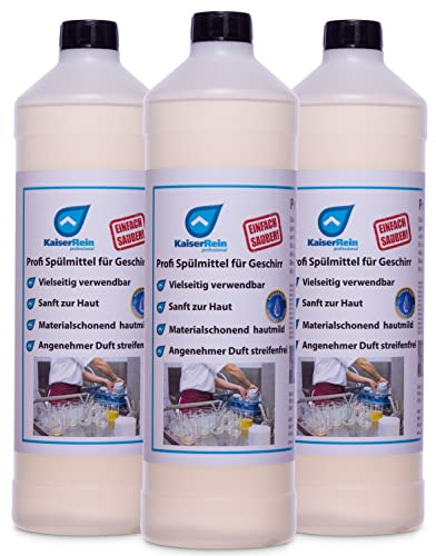 KaiserRein Spülmittel für Geschirr 3x1L Konzentrat in der Flasche Profi Gastronomie Haushalt I Geschirrspülmittel I Geschirrreiniger I Extrem ergiebig