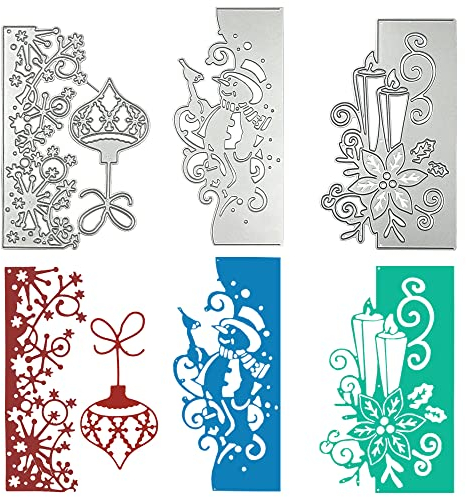 3 Stück Stanzformen für Kartenherstellung, SENHAI Weihnachts-Metall-Stanzformen, Scrapbooking, Stanzformen, Schneeflocken-Schablone für DIY, Weihnachtsdekoration,Präge, Urlaubsdekorationen
