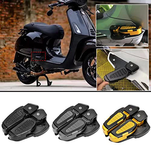 Breite Motorrad-Fußrastenpedale für Vespa Primavera Sprint 125 150 2017 2018 2019 2020 2021 2022, verstellbare Fußrasten für Fahrer und Beifahrer (Schwarz)