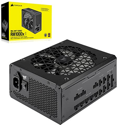 Corsair Fuente de alimentación ATX Totalmente Modular RM1000x Shift - Interfaz Lateral Modular - Cumple con ATX 3.0 y PCIe 5.0 - Modo de Ventilador Cero RPM - Condensadores nominales a 105 ° C -