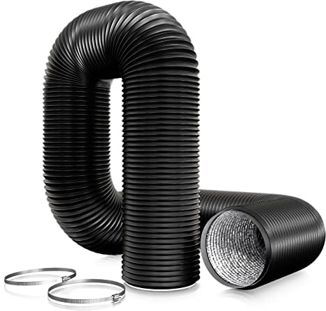 Aygrochy Aluminium PVC Ventilation Ducting with 2 Clamps,100mm Air Duct Flexible Hose for Universal Tumble Drier, Cooker Hood, Extractor Fan(100mm*3m)