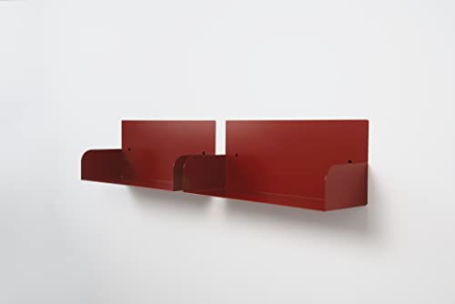 D-Segno Regal Wand - Metall Wandregal, Wandregal Bücher, Set aus 2 Design für Bücher, Modernes Design-Regal, Made in Italy (Rot, 2 Stück)
