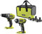 RYOBI - Duo ONE+ 18V: taladro atornillador + destornillador de impactos, viene en bolsa de transporte con 2 baterías de 2,0 Ah + 1 cargador rápido R18DDID-220S, verde y antracita
