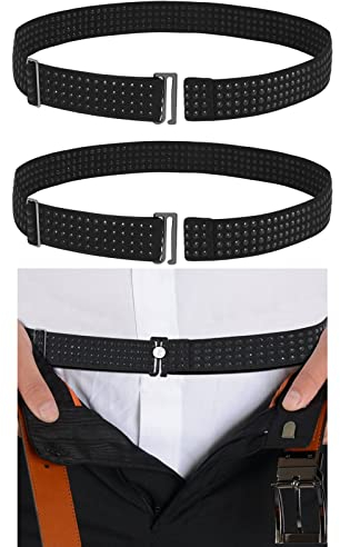 SUOSDEY 2 Pack Hemd Bleiben Gürtel, halten Business Hemd versteckt für Mann Frauen, justierbarer Tuck Gürtel für ordentlichen Look,Schwarz