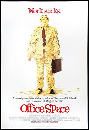 OFFICE SPACE 1999 1 A3 Poster on Canvas - Filmkunstposter in verschiedenen Größen für Wohn- oder Schlafzimmerideen. Randlose Kultfilmbilder, klassische ikonische 70er, 80er, 90er Jahre, Vintage-Retro
