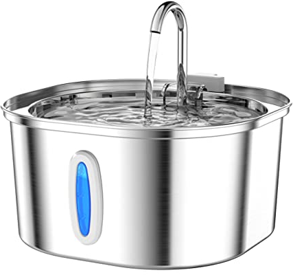 PEKTACO Fontaine à Eau pour Chat – Fontaine à Eau en Acier Inoxydable pour Animaux domestiques de 3,2 L avec Distributeur d'eau Automatique pour Chat avec fenêtre de Niveau d'eau pour Chats à