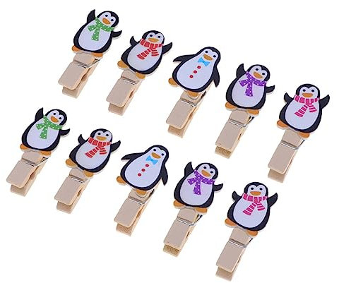 Cabilock Mini-fotoclip-Set Aus Holz Für Weihnachten 10 Stück Entzückendes Pinguin-Design Zum Basteln