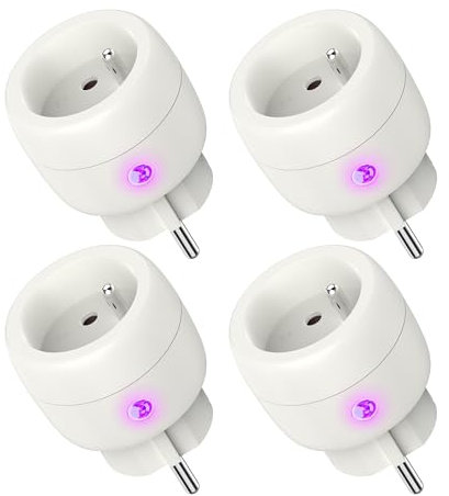 UCOMEN Prise WLAN avec mesure de courant Prise Smart Home Alexa Lot de 4er Fonctionne avec Alexa/Google Home, Accessoires Alexa, WiFi 2.4GHz uniquement, 3680W
