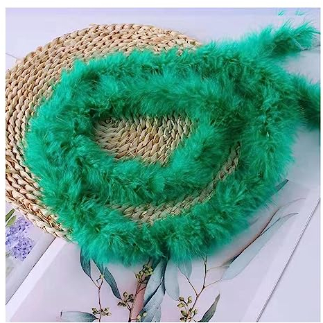 Yurosiay 2m Federboa 4-5cm Breit Federstreifen Bunt Truthahnfedern Streifen Einfarbig Flauschige Federboa DIY Federboa Basteln Federn Nähen Federbesatz Federgirlande Deko für Party Dunkelgrün