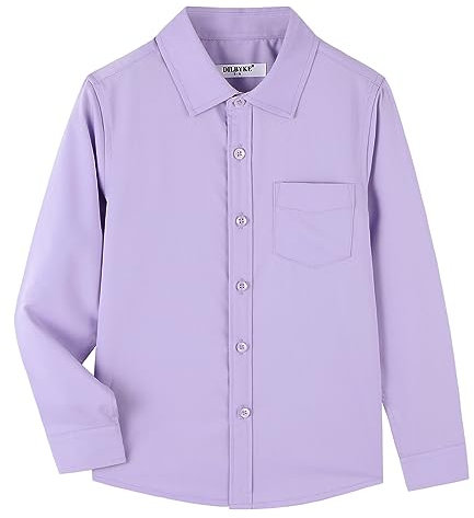 Camisa escolar de manga larga para niño, Lila, 3 años