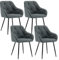 WOLTU Esszimmerstühle 4er Set, für Esszimmer Wohnzimmer, ergonomische Küchenstühle gepolstert mit Armlehnen, Metallbeinen, Sitzfläche aus Samt, Dunkelgrau