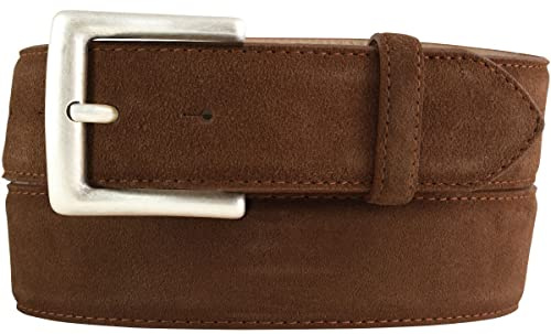 BELTINGER Gürtel aus Veloursleder mit altsilberner Gürtelschnalle 4 cm | Velour-Ledergürtel 40mm | Wildleder-Gürtel alt-silber 4cm