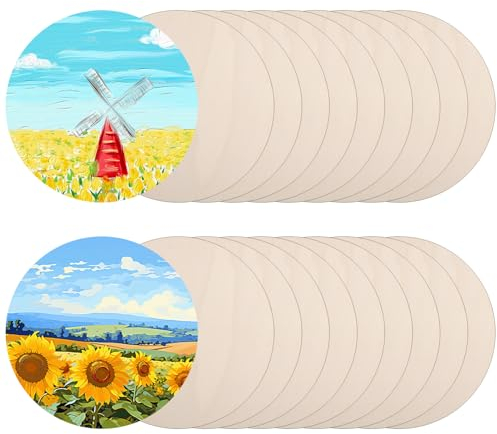 WOPPLXY 20 Pièces Rond Bois, 30 cm Rondin de Bois 2 mm d’Epaisseur pour Pyrogravure, Décorations, Peinture