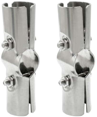Rierdge 2 set di morsetti per tubi da 25 mm, in acciaio inox, per giunzioni a catena per recinzioni, 3 vie a croce in metallo, raccordi angolari