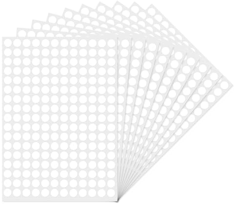 YIKIADA Weiß Runde 10 mm Punktaufkleber Selbstklebende Markierungspunkte Wasserdicht Klebepunkte Aufkleber Kleine Farbkodierung Etiketten 2040 Stück