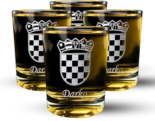 elbedruck® 4er Set Schnapsgläser KROATIEN 40ml mit persönlicher Gravur Wunschtext Gravur Shotgläser Schnapsglas