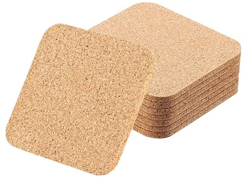 8 Stück Korkuntersetzer 3 mm Dick,10cm Untersetzer Gläser Kork rutschfeste Untersetzer für Zuhause KüChe Wohnzimmer Schlafzimmer BüRo Café Oder Bar Hitzebestaendig Wiederverwendbar (Quadrat)