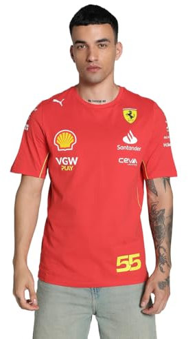PUMA T-Shirt Carlos Sainz Scuderia Ferrari 2024 pour Hommes - Rouge Brûlé - Taille: XXL