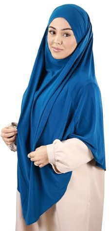 Lamis Hijab Khimar Premium-Jersey, blau (bleu electrique), One size