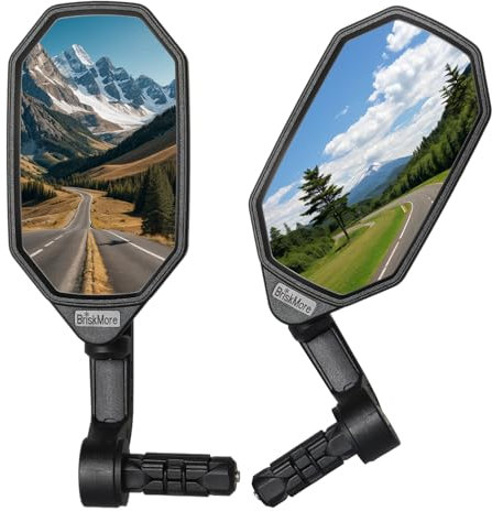 BriskMore Bar End Fahrradspiegel, High-Definition konvexe Glaslinse für E-Bike Lenker, kratzfest, sichere Rückansicht 1-Paar Fahrradspiegel BT-022 (rechte und linke Seite)
