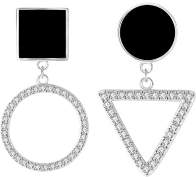 Micory Asymmetrische Ohrringe für Damen 925 Sterling Silber Geometrische Ohrringe Schmuck Geschenk für Mädchen Frau Mutter Tochter