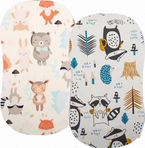 Bettlaken Spannbettlaken für Babybett 2 Pack,Matratzenschoner für Laufgitter, Moseskorb Stubenwagen Baby Spannbetttuch Bezug