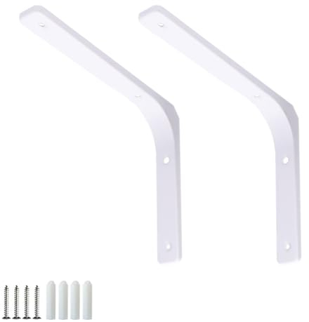 FEEIMOL 2 Pièces Support Etagère Murale Équerres Étagères Charge Lourde L Forme 90 Degrés Supports Fixation Équerre avec Vis pour Cuisine Chambre Tablette Meubles Blanc 10x10cm