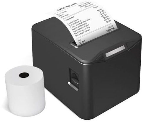 Bisofice POS-8370 Thermobondrucker 80mm, Bondrucker mit ESC/POS, Belegdrucker Quittungsdrucker unterstützt automatisches Schneiden, Schwarz (220 mm/s, USB + Ethernet-Anschluss)