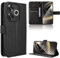 Rojeuinn Funda de Fibra para Xiaomi Poco F6 Estilo Cartera con Flip, Carcasa Protectora función de Soportey Ranura para Tarjetas, Cierre Magnético Case, Negro