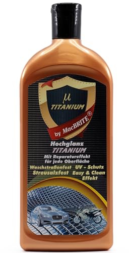1 x MacBrite Titanium 500 ml + 1 x aimant photo Protection longue durée & scellement brillant Polissage automobile pour peintures jantes chromées, polissage, nettoyant de peinture, pâte à polir Mac