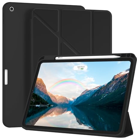 Compatible avec Coque iPad Air 3ème Génération 2019 / iPad Pro 2017 10.5 Pouces Silicone, Ultra Fine Étui de Protection avec Support Fonction Antichoc Housse avec Veille/Réveil Automatique (Noir)