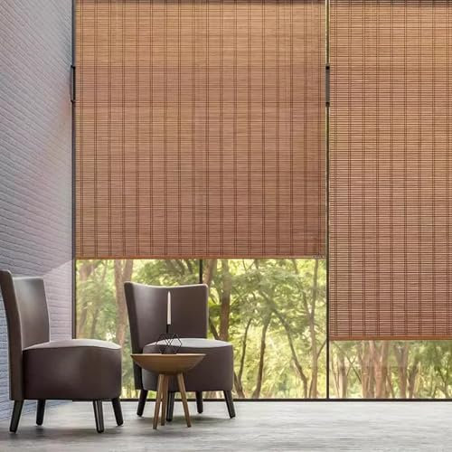Sonnenschutz Sichtschutz Atmungsaktive Bambusrollos,Vertikale Hebeläden,Römische Bambusjalousien,Verdunkelungsrollo,Bambus Jalousette für Balkon/Veranda/Terrasse/Bürodekor (W170xH240cm/W67xH94)