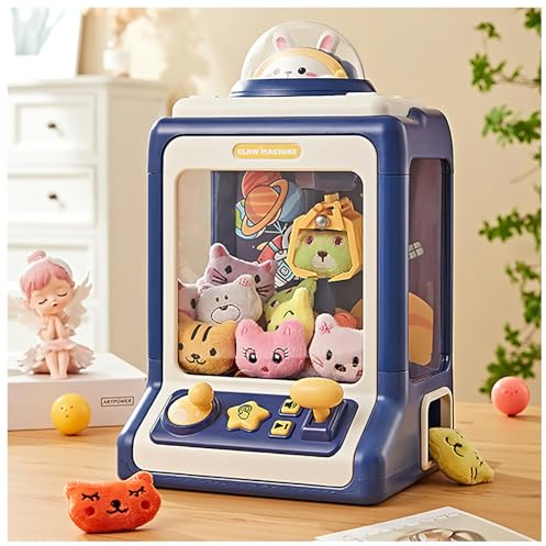 HBDSMLPL Claw Machine, Klauenmaschine mit Licht und Musik,20 Puppen,10 Gashapons, Candy Arcade Geschenkideen für Kinds im Alter von 4-12,Blue