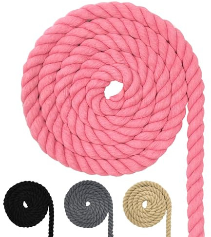 Cordon en coton pour macramé, plusieurs tailles, pour bricolage, cadeaux, rose, 20 mm (5 m)